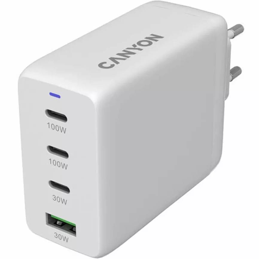 Зарядний пристрій CANYON GaN 100W 3xPD 1xQC EU White (CNS-CUW100ACC) Потужність 100