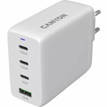 Сетевое зарядное устройство CANYON GaN 100W 3xPD 1xQC EU White (CNS-CUW100ACC)