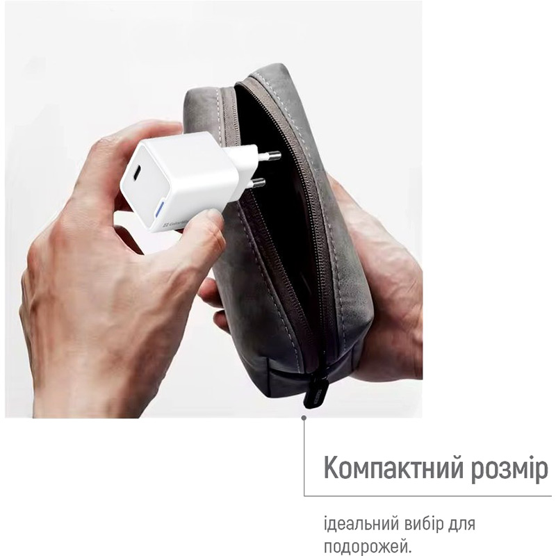 Покупка Зарядний пристрій COLORWAY GaN Mini 25W USB-C + кабель Type-C White (CW-CHS052PDC-W)