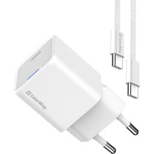 Зарядний пристрій COLORWAY GaN Mini 25W USB-C + кабель Type-C White (CW-CHS052PDC-W)