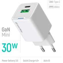 Сетевое зарядное устройство COLORWAY GaN Mini 30W White (CW-CHS053PD-WT)