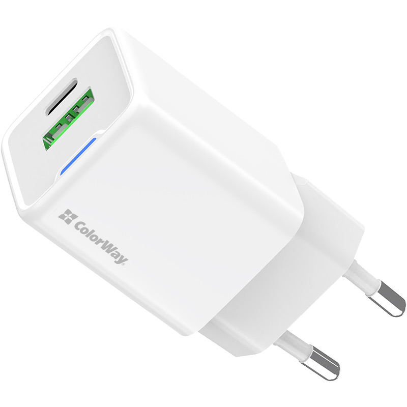 Сетевое зарядное устройство COLORWAY GaN Mini 30W White (CW-CHS053PD-WT) Мощность 30