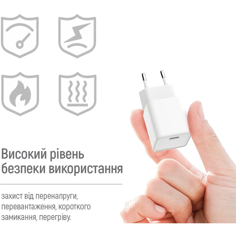 В Фокстрот Сетевое зарядное устройство COLORWAY GaN Mini 30W + кабель Type-C White (CW-CHS054PDC-WT)