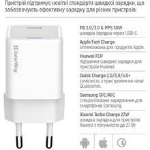 Сетевое зарядное устройство COLORWAY GaN Mini 30W + кабель Type-C White (CW-CHS054PDC-WT)
