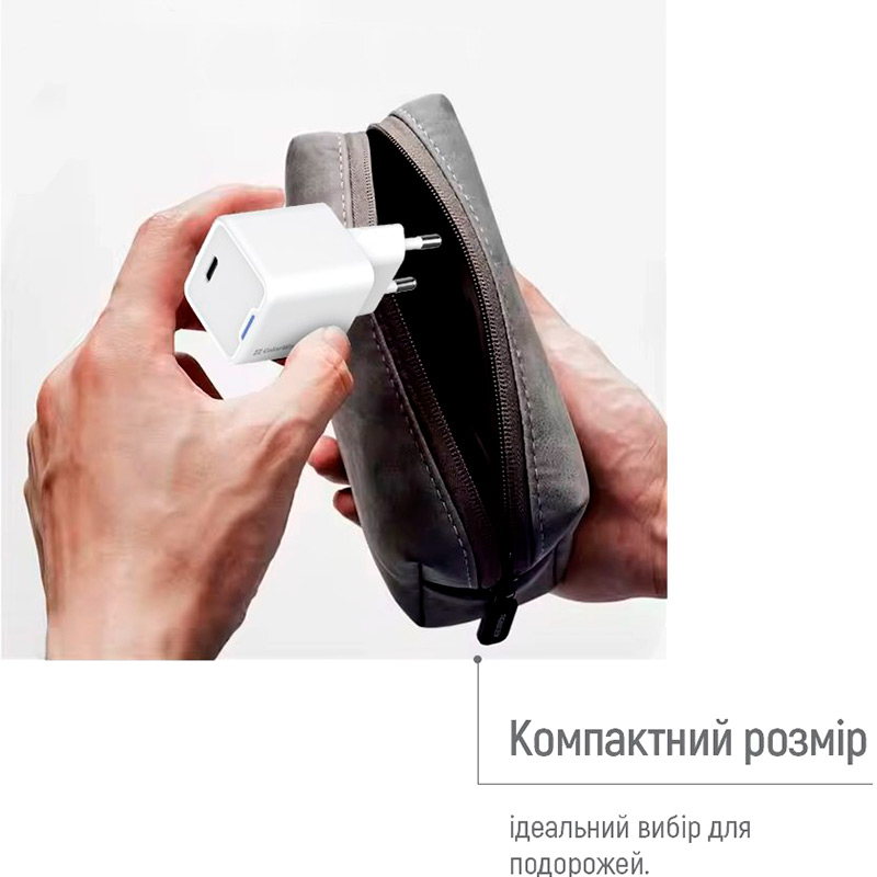 В Украине Сетевое зарядное устройство COLORWAY GaN Mini 30W + кабель Type-C White (CW-CHS054PDC-WT)