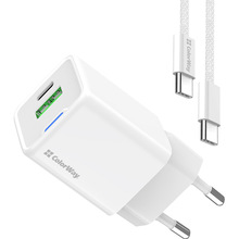 Зарядний пристрій COLORWAY GaN Mini 35W + кабель Type-C White (CW-CHS055PDC-WT)