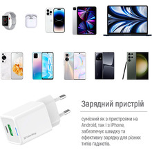 Зарядний пристрій COLORWAY GaN Mini 35W + кабель Type-C White (CW-CHS055PDC-WT)