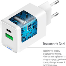 Зарядний пристрій COLORWAY GaN Mini 35W White (CW-CHS055PD-WT)