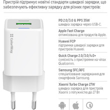 Зарядний пристрій COLORWAY GaN Mini 35W White (CW-CHS055PD-WT)
