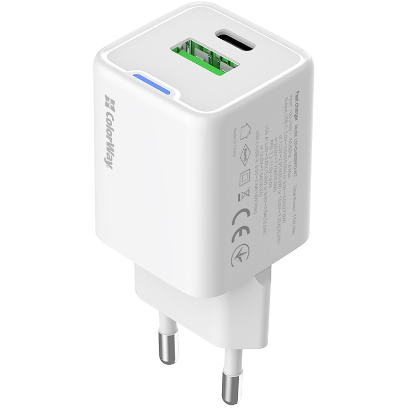 Зарядний пристрій COLORWAY GaN Mini 35W White (CW-CHS055PD-WT)