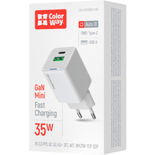 Зарядний пристрій COLORWAY GaN Mini 35W White (CW-CHS055PD-WT)
