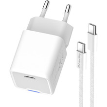 Зарядний пристрій COLORWAY GaN Mini 35W USB-C + кабель Type-C White (CW-CHS056PDC-WT)