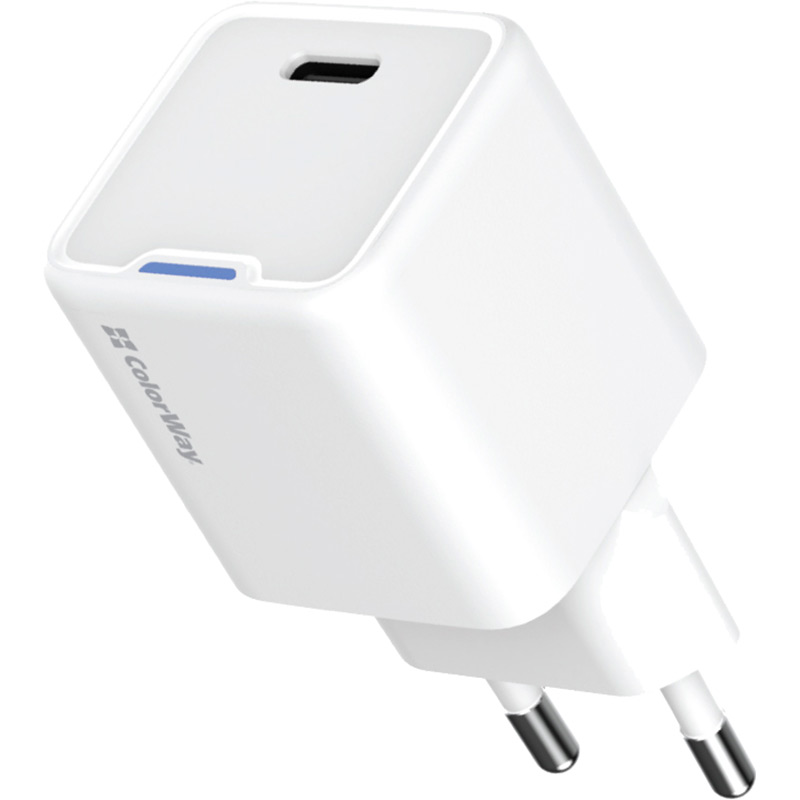 Сетевое зарядное устройство COLORWAY GaN Mini 20W USB-C White (CW-CHS059PD-WT)