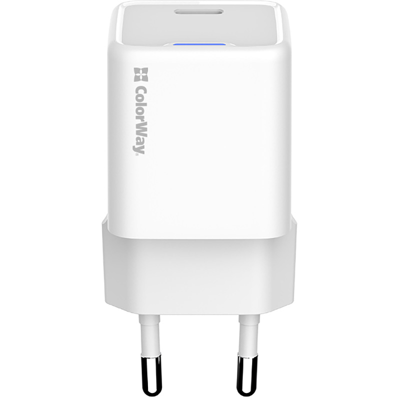Сетевое зарядное устройство COLORWAY GaN Mini 20W USB-C White (CW-CHS059PD-WT) Мощность 20