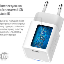 Сетевое зарядное устройство COLORWAY GaN Mini 20W USB-C White (CW-CHS059PD-WT)