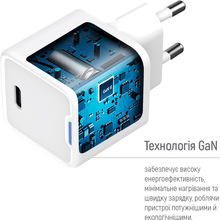 Зарядний пристрій COLORWAY GaN Mini 20W USB-C + кабель Lightning (CW-CHS059PDL-WT)