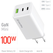Зарядний пристрій COLORWAY GaN Mini 100W USB-A USB-C White (CW-CHS061PD-WT)