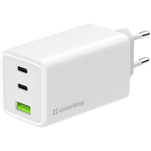 Зарядний пристрій COLORWAY GaN Mini 100W USB-A USB-C White (CW-CHS061PD-WT)