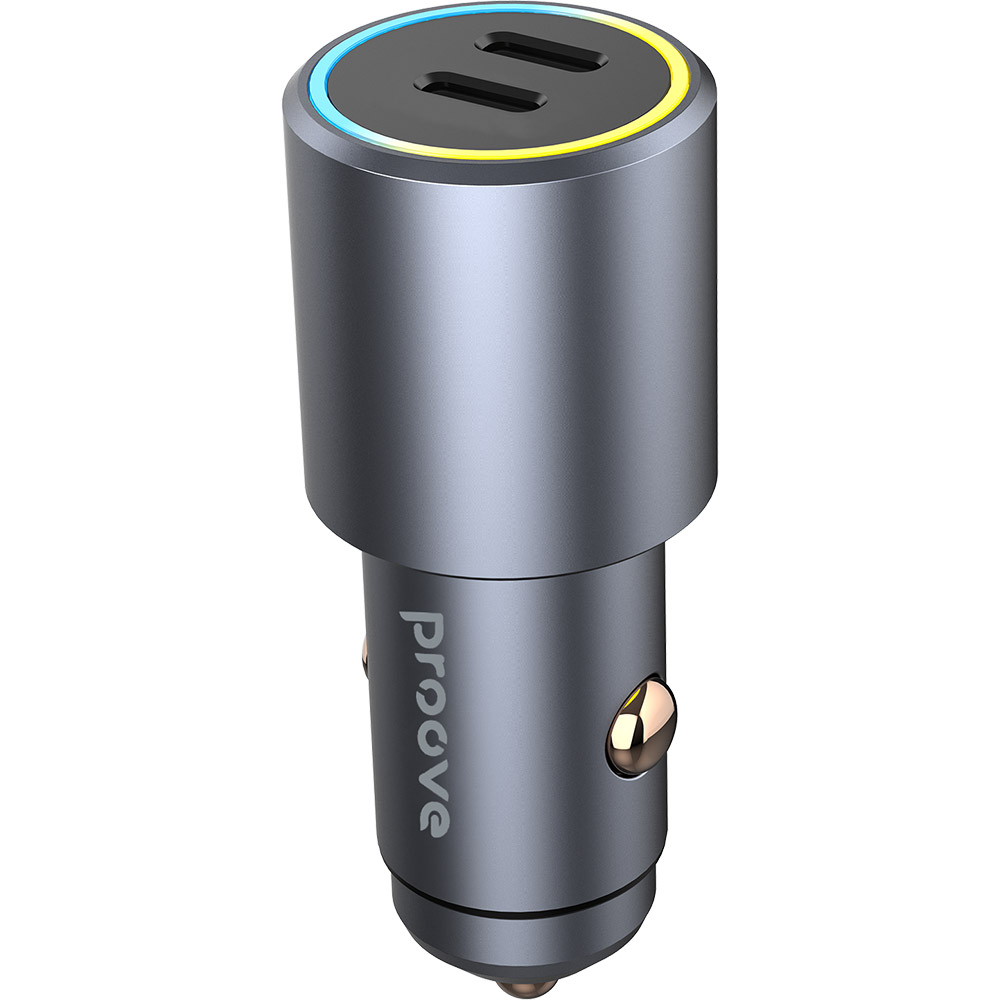 Автомобільний зарядний пристрій PROOVE Double Energy Metal Gray (60073metal gray)