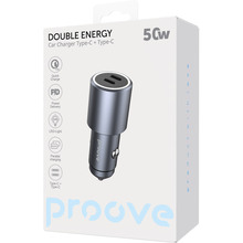 Автомобільний зарядний пристрій PROOVE Double Energy Metal Gray (60073metal gray)