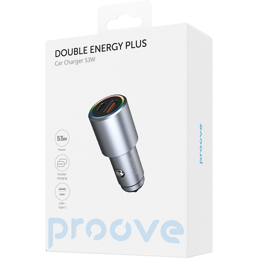 Покупка Автомобільний зарядний пристрій PROOVE Double Energy Plus Metal Gray (48859metal gray)