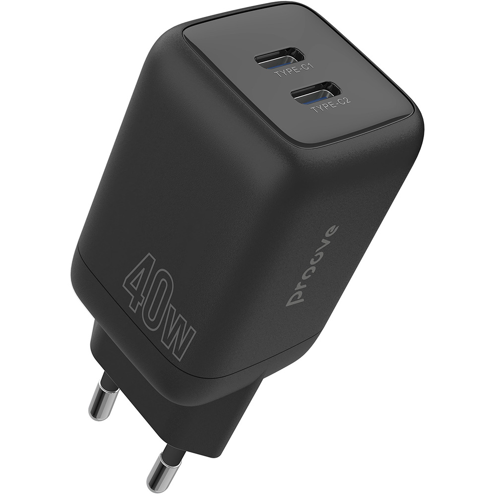 Зарядний пристрій PROOVE Silicone Power 40W (USB-C+USB-C) Black (WCSP4020001)