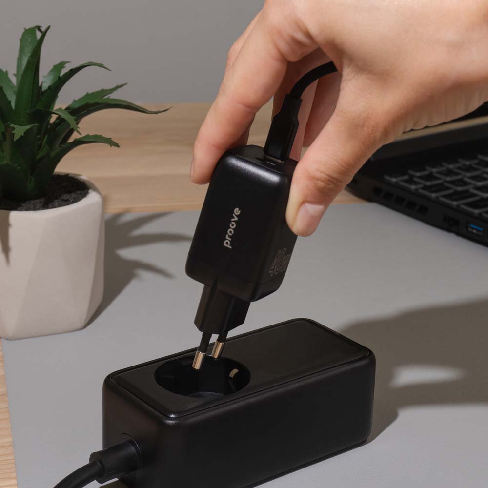 Фото Зарядний пристрій PROOVE Silicone Power 40W (USB-C+USB-C) Black (WCSP4020001)