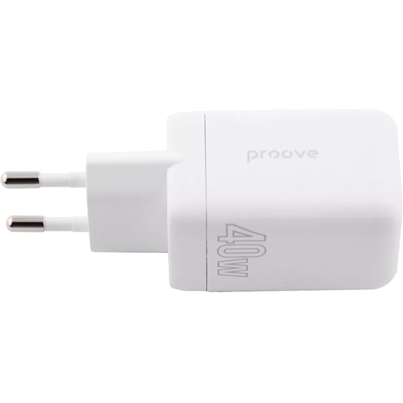 Сетевое зарядное устройство PROOVE Silicone Power 40W (USB-C+USB-C) White (WCSP4020002) Мощность 40