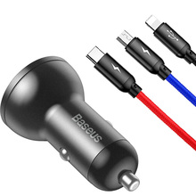 Зарядний пристрій BASEUS Digital Display Dual USB 4.8A 24W Cable USB 1.2M Black Suit Grey (TZCCBX-0G)