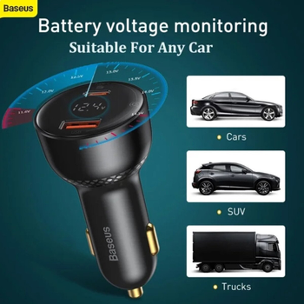 Автомобильное зарядное устройство BASEUS Superme Digital Display PPS 160W Black (TZCCZX-01) Тип кабеля USB Type-C х USB Type-C