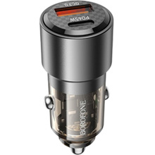 Автомобільний зарядний пристрій BOROFONE BZ20A Smart 83W dual port PD65W+QC3.0 Transparent Black (6941991101625)