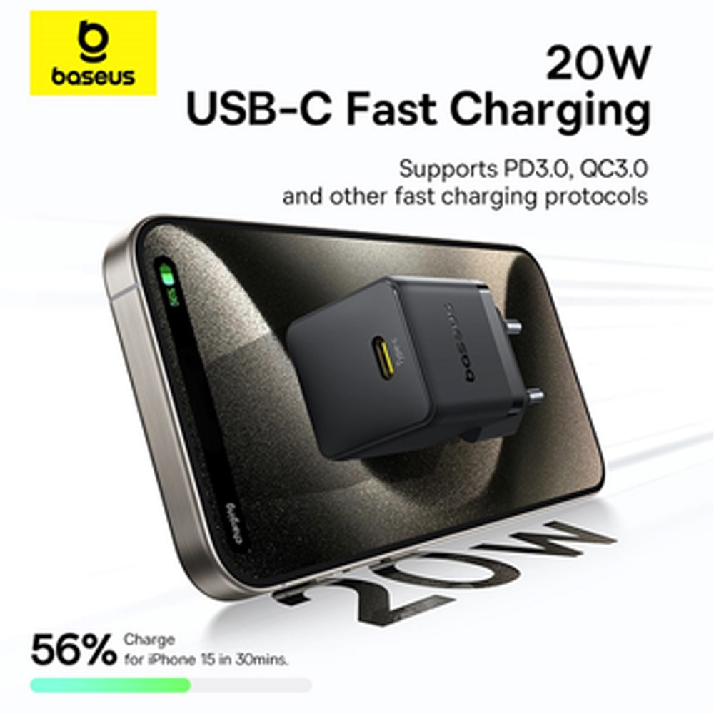 Зображення Зарядний пристрій BASEUS Palm 1C 20W Black (P10111602113-01)