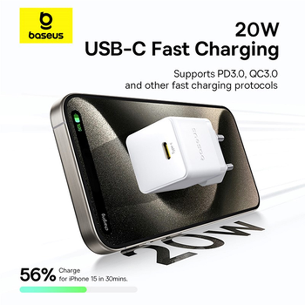 Зображення Зарядний пристрій BASEUS Palm 1C 20W White (P10111602213-01)