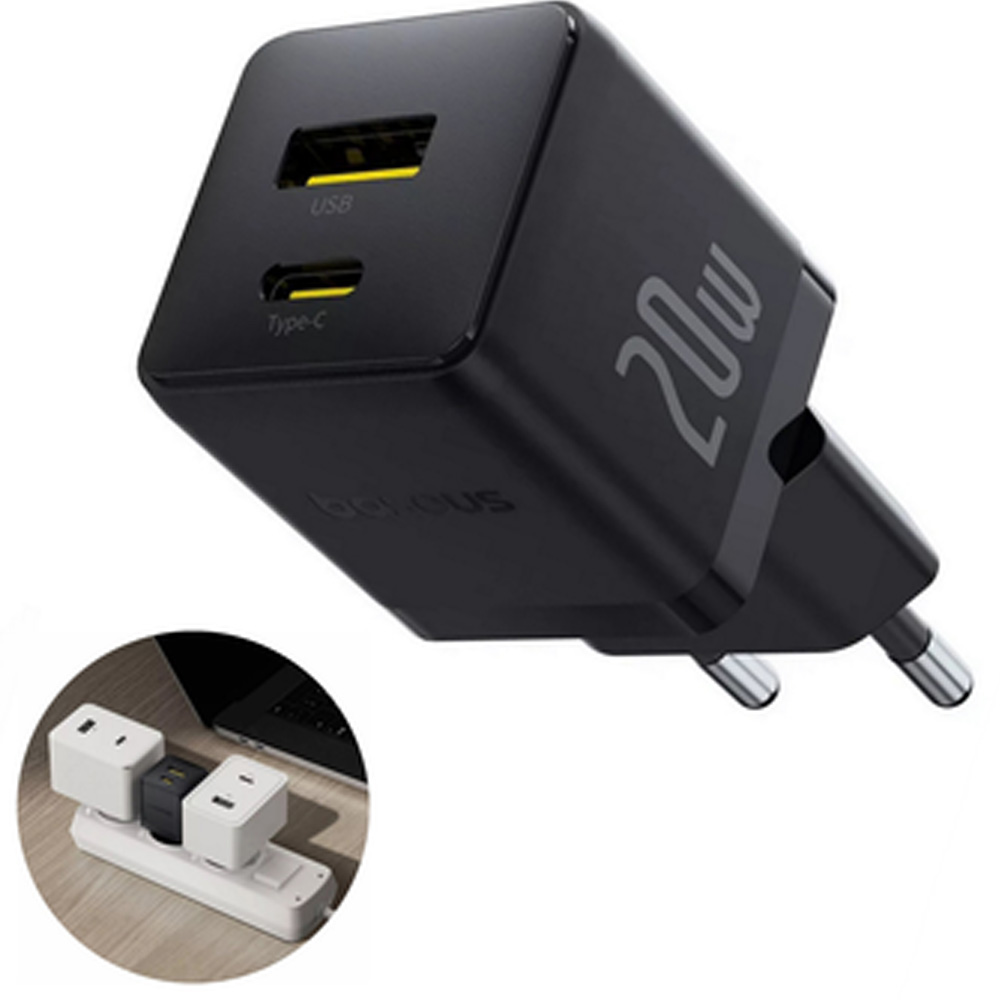 Зарядний пристрій BASEUS Palm C+U 20W Black (P10111608113-00) Потужність 20