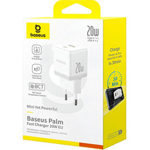 Зарядний пристрій BASEUS Palm C+U 20W Moon White (P10111608213-00)