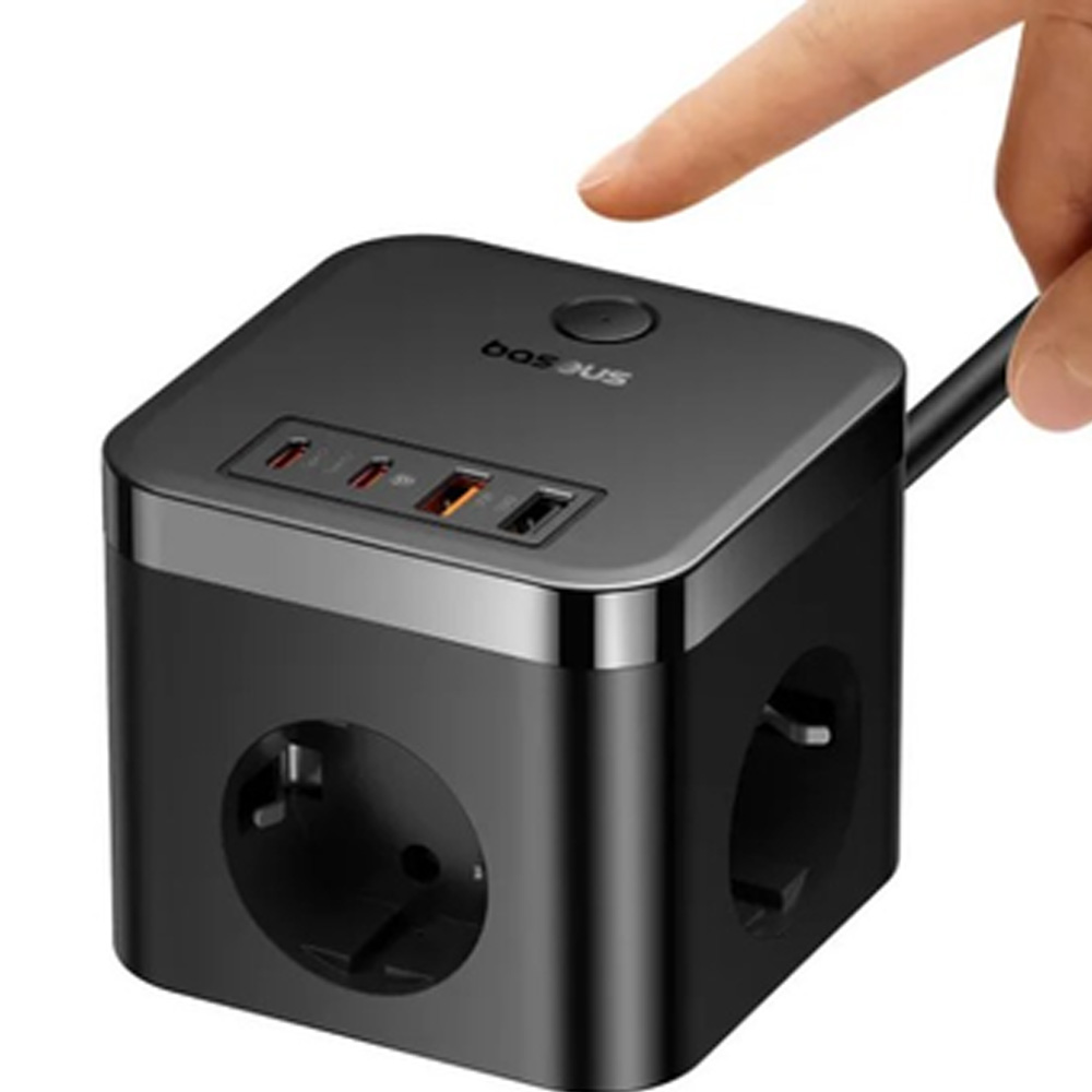 Внешний вид Сетевое зарядное устройство BASEUS PowerCombo Cube Power Strip 30W Black