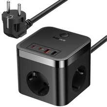 Сетевое зарядное устройство BASEUS PowerCombo Cube Power Strip 30W Black