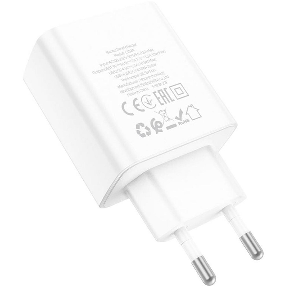 Сетевое зарядное устройство HOCO C102A Fuerza QC3.0 18W White Выходной разъем USB 