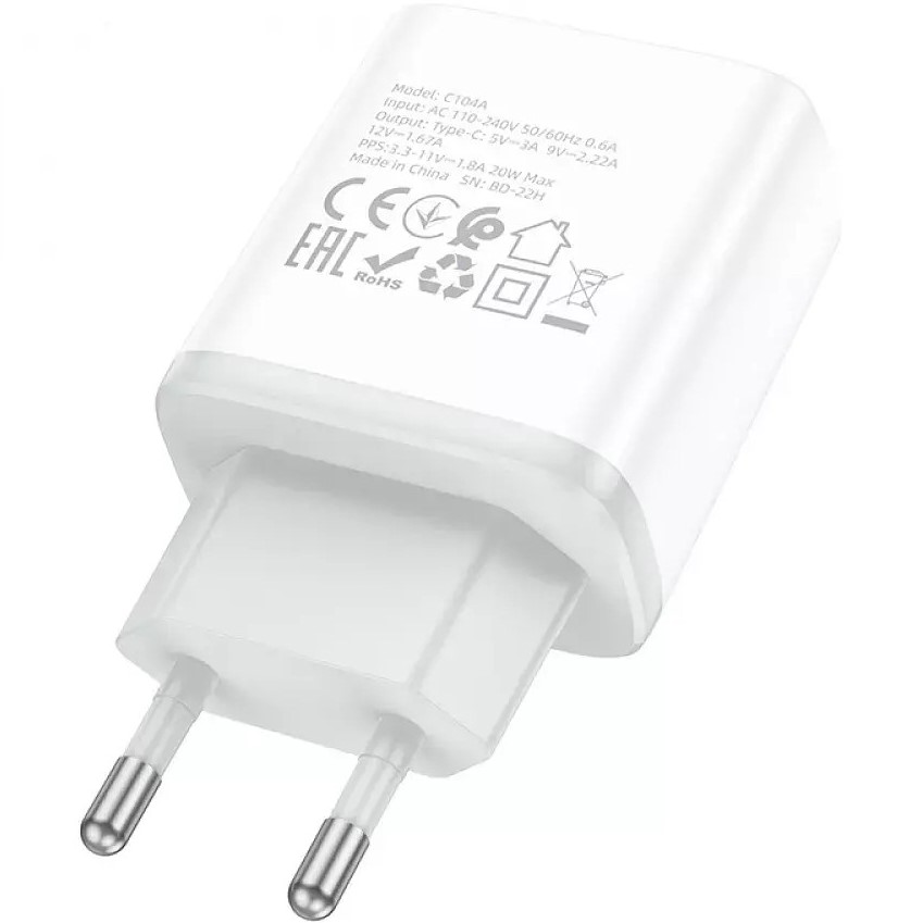 Зовнішній вигляд Зарядний пристрій HOCO C104A PD20W White