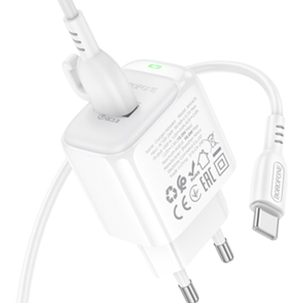 Зовнішній вигляд Мережевий зарядний пристрій BOROFONE BAS42A 18W White (6941991113802)
