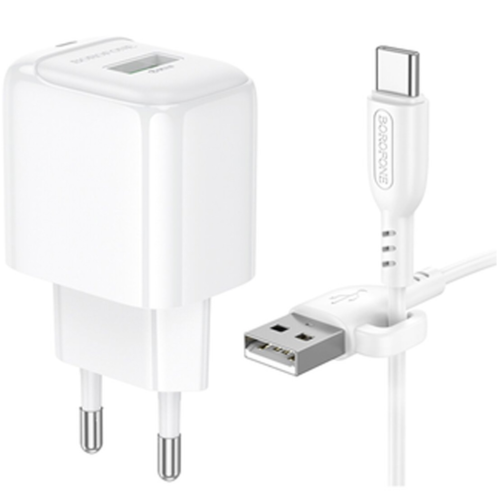 Мережевий зарядний пристрій BOROFONE BAS42A 18W White (6941991113802) Кабель знімний