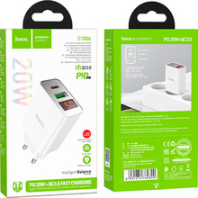 Сетевое зарядное устройство HOCO C100A PD20W+QC3.0 White (6931474769800)