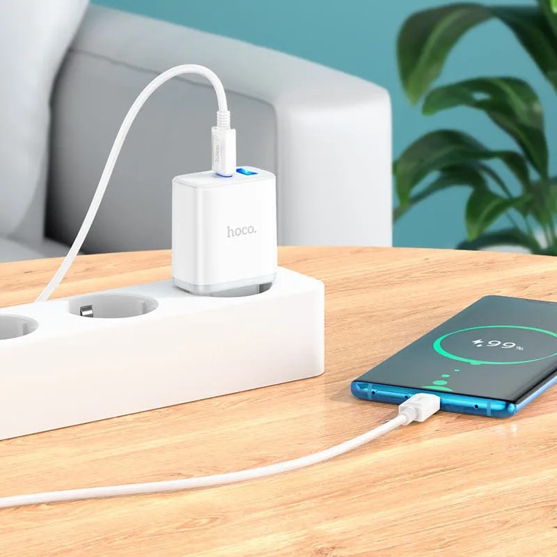 Заказать Сетевое зарядное устройство HOCO C105A PD20W+QC3.0 White