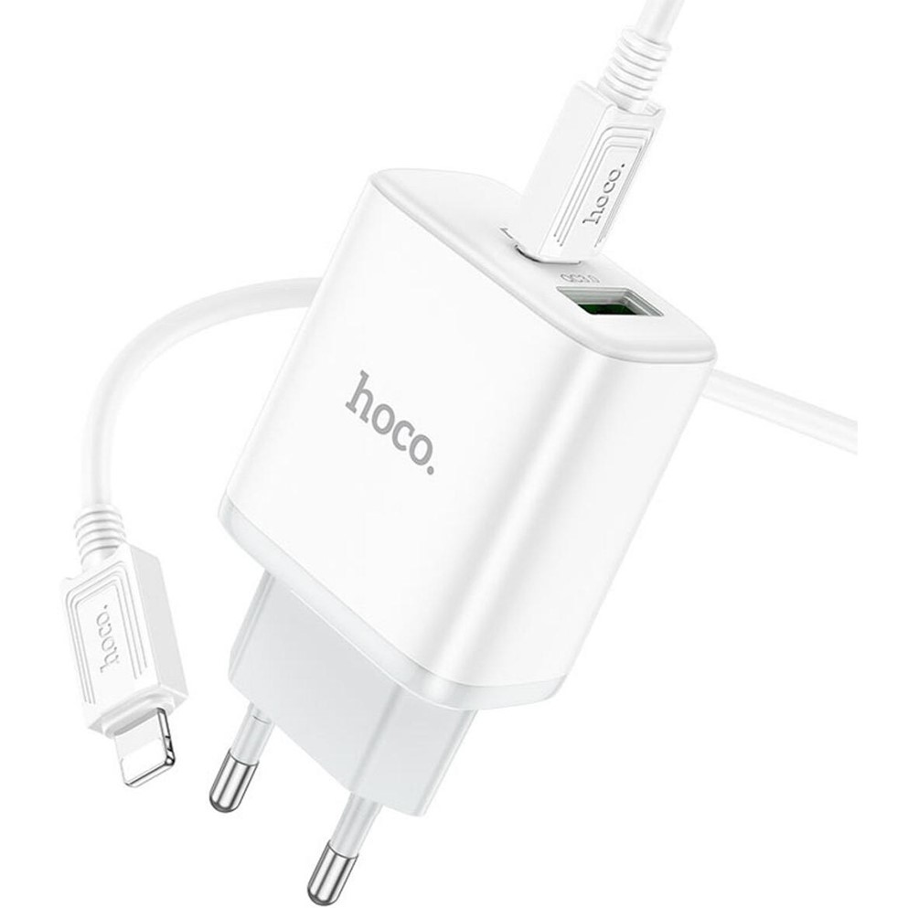 Сетевое зарядное устройство HOCO C105A PD20W+QC3.0 White Кабель съемный