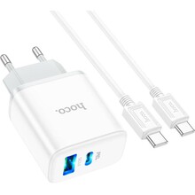 Зарядний пристрій HOCO C105A PD20W+QC3.0 with cable Type-C - Type-C White