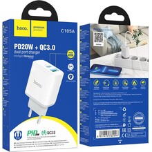 Сетевое зарядное устройство HOCO C105A PD20W+QC3.0 White