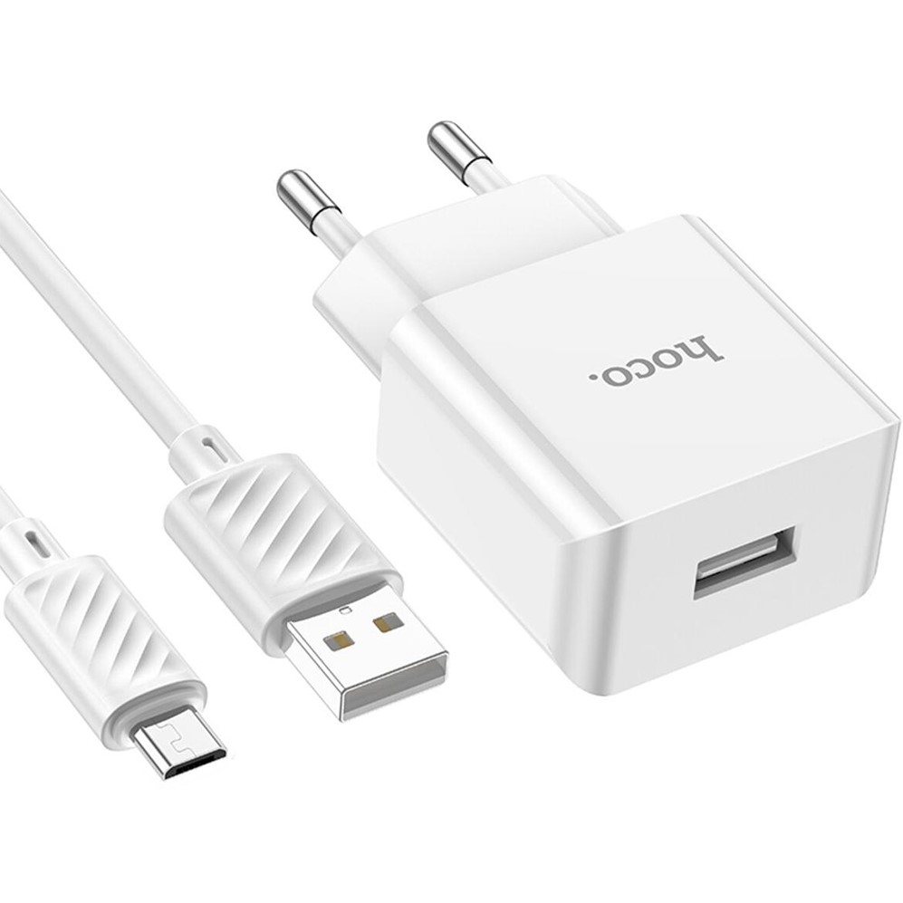 Зовнішній вигляд Зарядний пристрій HOCO C106A 10.5W + кабель micro-USB White