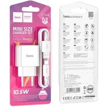 Сетевое зарядное устройство HOCO C106A + кабель USB Type-C White
