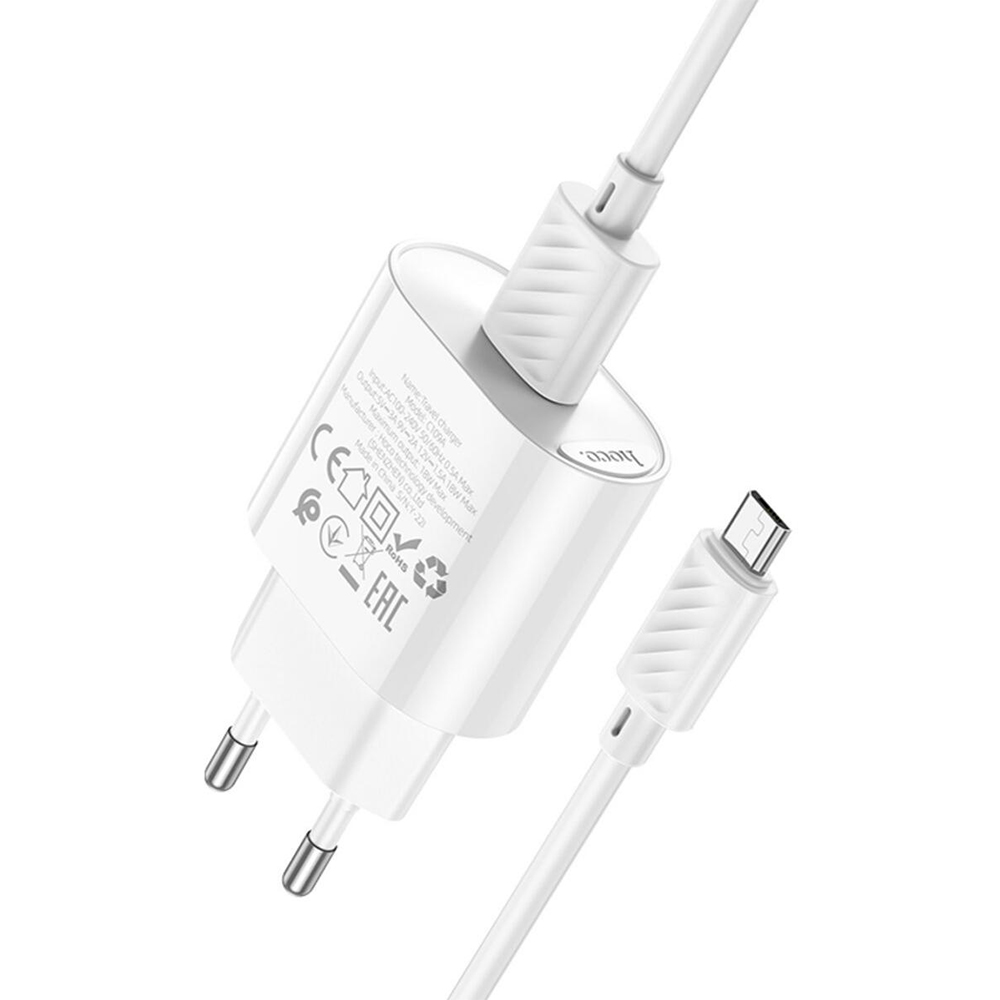Зарядний пристрій HOCO C109A QC3.0 18W + кабель Micro-USB White Потужність 18