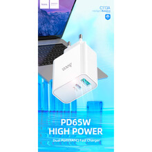 Сетевое зарядное устройство HOCO C113A Awesome PD65W White